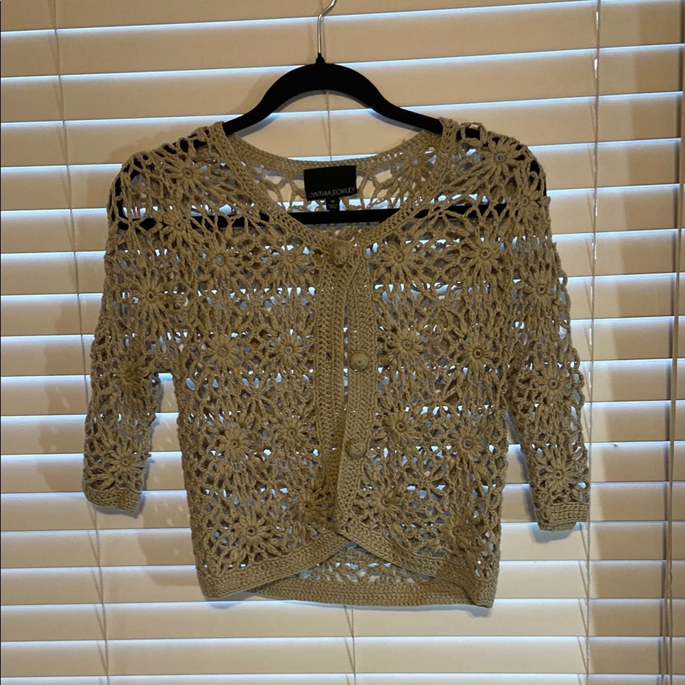Cynthia Rowley Tan Crochet Cardigan